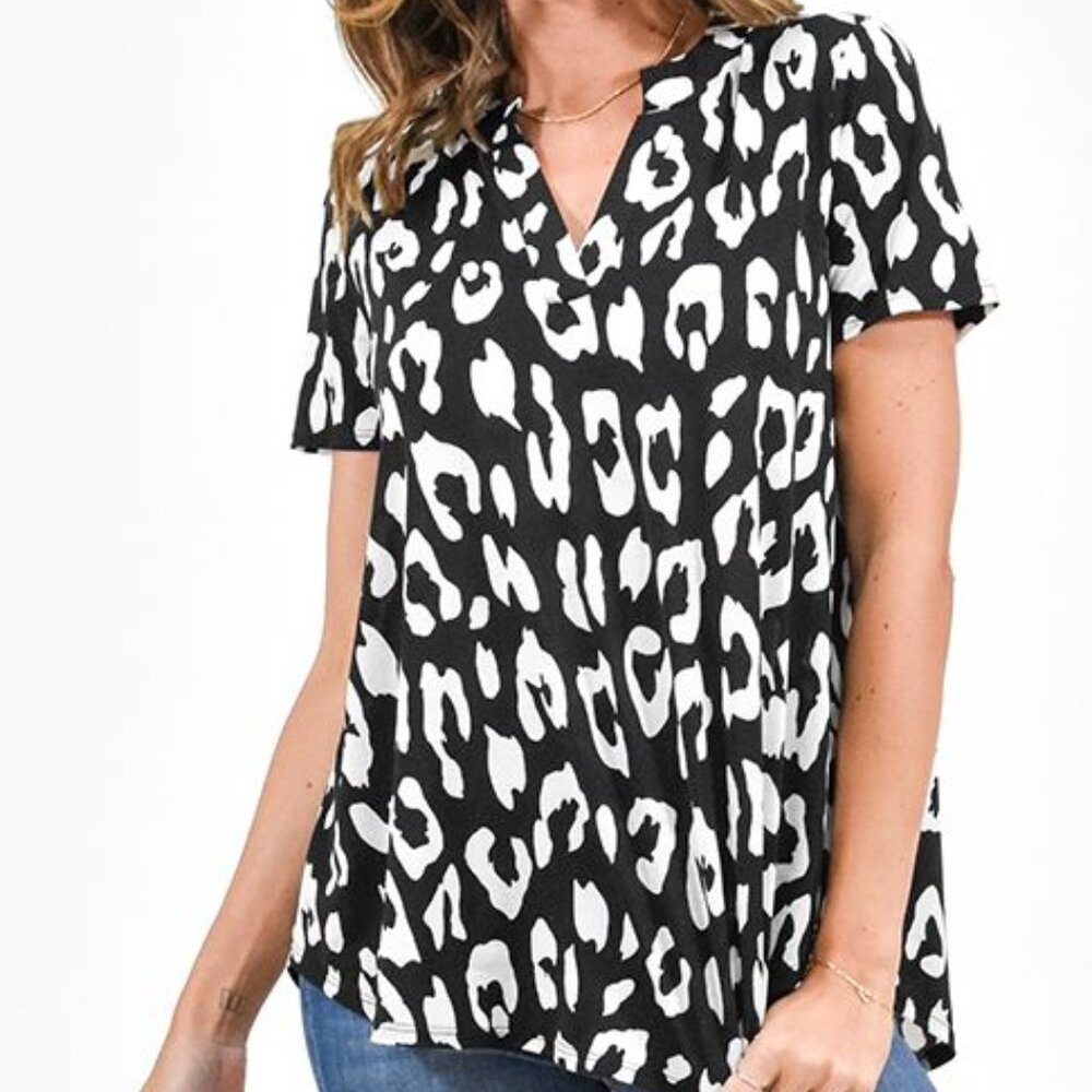 Black Leopard Print Bulgari Gabby Top